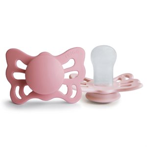 FRIGG Butterfly - Anatomical Silicone 2-pack Pacifiers - Cedar/Baby Pink - Size 1